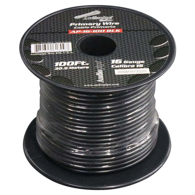 Audiopipe Primary Wire 16-gauge 100 Foot Spool - Black