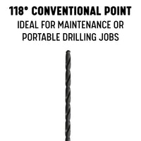 Drill America 17/32" X 12" Hss Extra Long Drill Bit With 1/2-shank Drill Bit