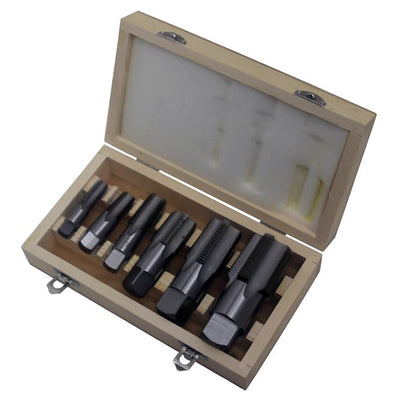 Drill America Carbon Steel Npt Pipe Tap Set In Wood Case 1