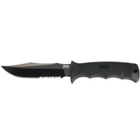 Sog Seal Pup Elite - Fixed Serrated Blade - Kydex Sheath - Black Tini Partially Serrated Knife