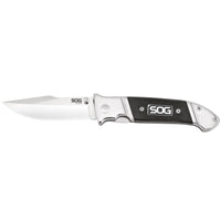 Sog Fielder Folding Knife 3.3" Satin Clip Point Blade Black G10 Handles