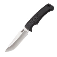Field Knife Fixed 4" Satin Plain Clip Point Blade Thermoplastic Rubber Handles Grn Sheath