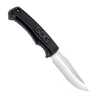 Field Knife Fixed 4" Satin Plain Clip Point Blade Thermoplastic Rubber Handles Grn Sheath