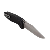 Sog Flare Assisted Folding Knife 3.5" Satin Plain Blade Black Grn Handles