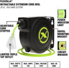Flexzilla Retractable Extension Cord Reel 25' 16/3 Awg Grounded Triple Tap Indoor Outlet