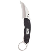 Sog Gambit Karambit Fixed 2.58" Satin Hawkbill Blade Grn Handles Molded Nylon Sheath
