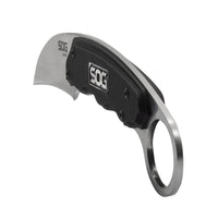 Sog Gambit Karambit Fixed 2.58" Satin Hawkbill Blade Grn Handles Molded Nylon Sheath
