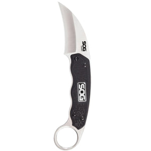 Sog Gambit Karambit Fixed 2.58" Satin Hawkbill Blade Grn Handles Molded Nylon Sheath