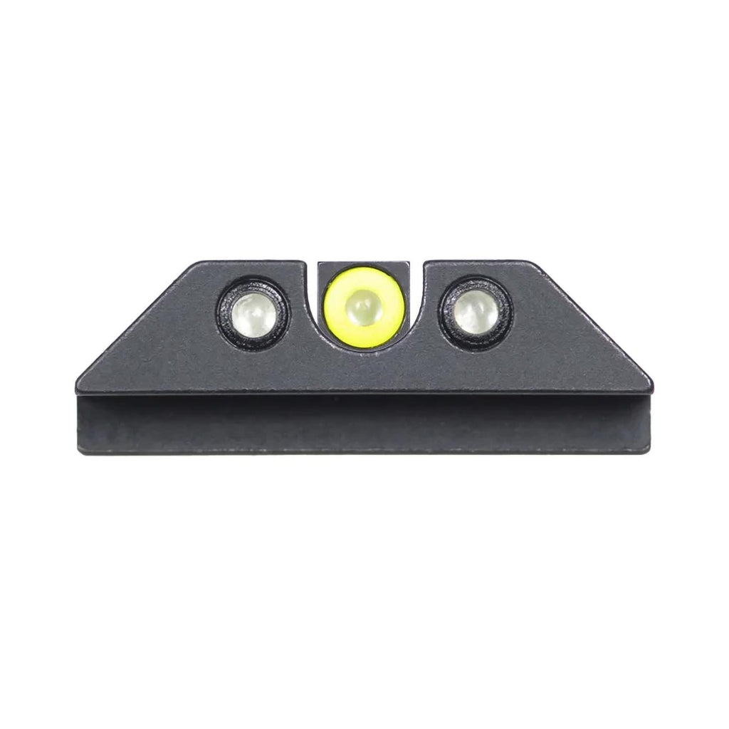 Night Fision Tritium Night Sights For Glock 17/19/34/43/48 - Yellow Front Ring/u Notch Black Rear Ri