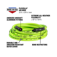 Flexzilla® Air Hose 3/8" X 25' 1/4" Mnpt Fittings Zillagreen®