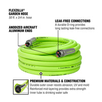 Flexzilla® Garden Hose 3/4" X 50' 3/4" - 11 1/2 Ght Fittings Zillagreen® (boxed)