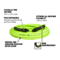 Flexzilla® Pro Air Hose 1/4" X 25' 1/4" Mnpt Fittings Zillagreen®