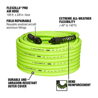 Flexzilla® Pro Air Hose 3/8" X 100' 1/4" Mnpt Fittings Zillagreen™