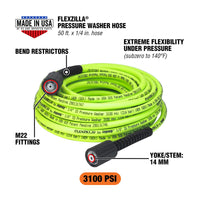 Flexzilla Pressure Washer Hose 1/4" X 50" With M22 Fittings