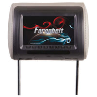 Farenheit Universal  7" Headrest (single) Includes 3 Color Skins (blackgreybeige) Dual Ch Ir Tran