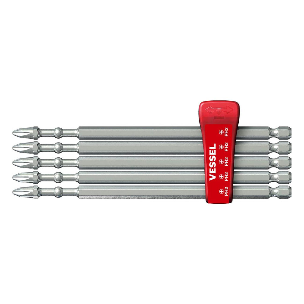 Vessel Impact Ball Torsion Cross-point Jisdrive* +2 X 150mm Bits With Mag Charge Holder (5 Piece)