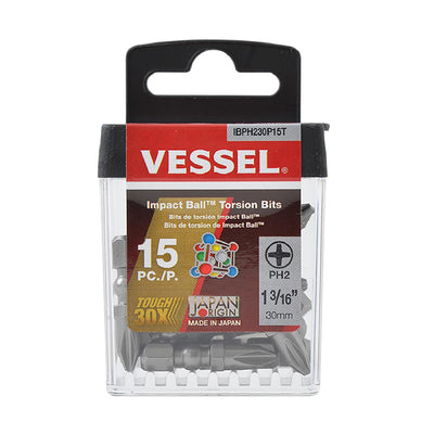 Vessel Impact Ball Torsion Bit Ph2x30 15pc. (case)