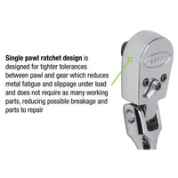 Williams 3/8" Drive Sealed Narrow Flex-head Ratchet 36 Teeth