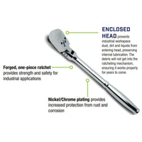 Williams 1/2" Drive Sealed Narrow Flex-head Ratchet 36 Teeth