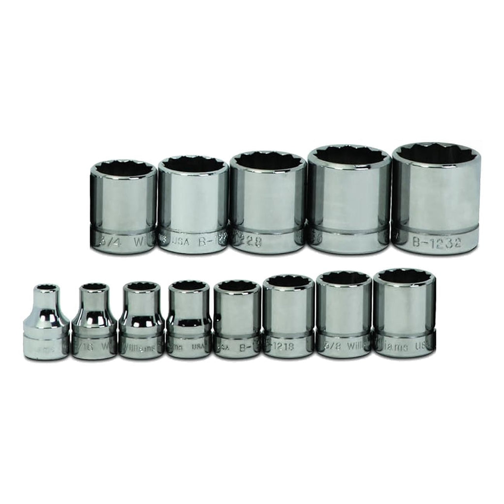 Williams 3/8" Drive Shallow Sae Socket Set On Clip Rail  12-point (13 Piece)