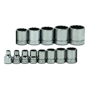 Williams 3/8" Drive Shallow Sae Socket Set On Clip Rail  12-point (13 Piece)