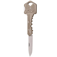 Sog Folding Key Knife 1.5" Drop Point Blade Stainless Steel Body