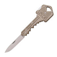 Sog Folding Key Knife 1.5" Drop Point Blade Stainless Steel Body