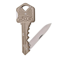 Sog Folding Key Knife 1.5" Drop Point Blade Stainless Steel Body