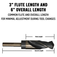 Drill America 7/8" Reduced Shank Hss Black & Gold Contractor Drill Bit With 3-flat Shank