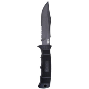 Sog Seal Pup Fixed 4.75" Powder Coated Combo Blade Grn Handles Kydex Sheath