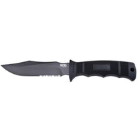 Sog Seal Pup Fixed 4.75" Powder Coated Combo Blade Grn Handles Kydex Sheath