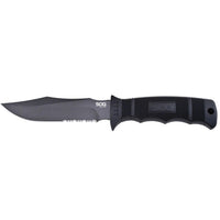 Sog Seal Pup Fixed 4.75" Powder Coated Combo Blade Grn Handles Nylon Sheath