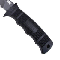 Sog Seal Pup Fixed 4.75" Powder Coated Combo Blade Grn Handles Nylon Sheath