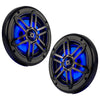Power Acoustik Marine 6.5" 2-way Speakers With Blue Led White & Black Grills