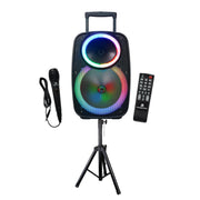 Max Power 15" Bluetooth Speaker With Flashing Lights Mic Remote & Dj Stand