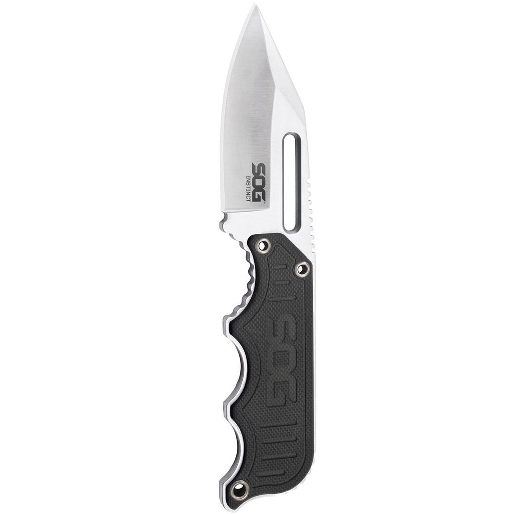 Sog Instinct Knife-non-folding 2.3" Blade-black And Silver Handle-satin Finish