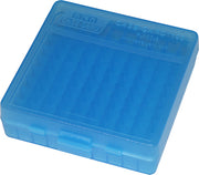 Mtm Ammo Box 100 Round Flip-top 9mm 380 Acp Clear Blue