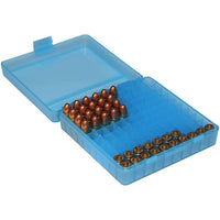 Mtm Ammo Box 100 Round Flip-top 9mm 380 Acp Clear Blue