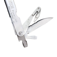 Sog Powerlock W/ V-cutter Stainless Finish 18 Tool Multi-tool With Nylon Sheath