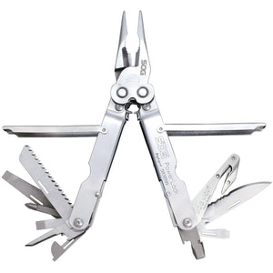 Sog Powerlock W/ V-cutter Stainless Finish 18 Tool Multi-tool With Nylon Sheath