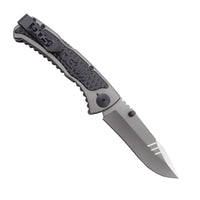 Sog Sideswipe Assisted Folding Knife 3.4" Clip Point Blade Aluminum Handles With Grn Inserts