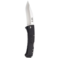 Sog Traction Folding Knife 3.5" Clip Point Plain Blade Black Grn Handles