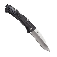 Sog Traction Folding Knife 3.5" Clip Point Plain Blade Black Grn Handles