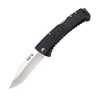 Sog Traction Folding Knife 3.5" Clip Point Plain Blade Black Grn Handles