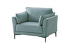 ACME Mesut Chair, Light Blue Top Grain Leather & Black Finish LV02389