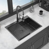Black Drop Sink, 28x22 inch Drop in Kitchen Sink Gunmetal Black Topmount 16 Gauge Deep Single Bowl Stainless Steel Sink Basin