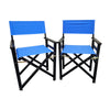Folding Chair Wooden Director Chair Canvas Folding Chair  Folding Chair  2pcs/set   populus + Canvas (Color : Blue)