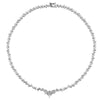 White CZ Tennis Necklace, Rhodium Plated Sterling Silver