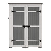 [Video Provided] TOPMAX Outdoor 5.5ft Hx4.1ft L Wood Storage Shed, Garden Tool Cabinet with Waterproof Asphalt Roof, Four Lockable Doors, Multiple-tier Shelves, White and Gray