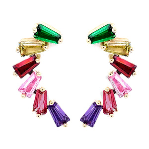 Rainbow Baguette Post Earrings